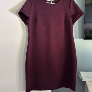 Calvin Klein Red Sheath Mini Dress Short Sleeve Crew Neck